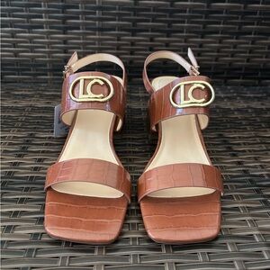 Liz Claiborne Brown Croc-Pattern Sandals Size 9M